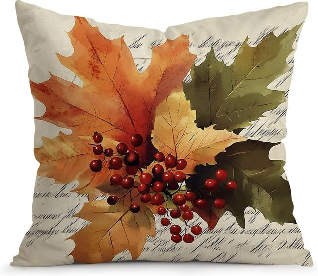 JMG Clothing Kissenbezug mit Kürbis und Ahornblatt Motiv, Polyester, Mehrfarbig, B/H: 45 x 45 cm - Bild 1