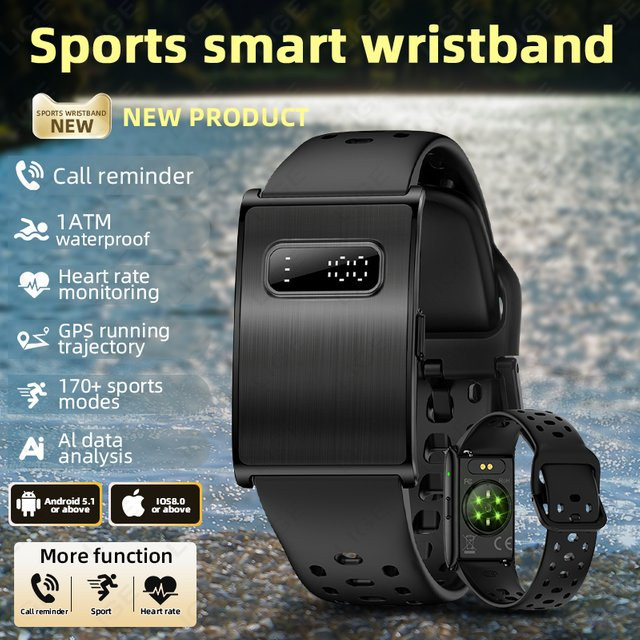 LIGE Sport-Smartband in Schwarz mit GPS, Schlafüberwachung und Anruferinnerung - Bild 1