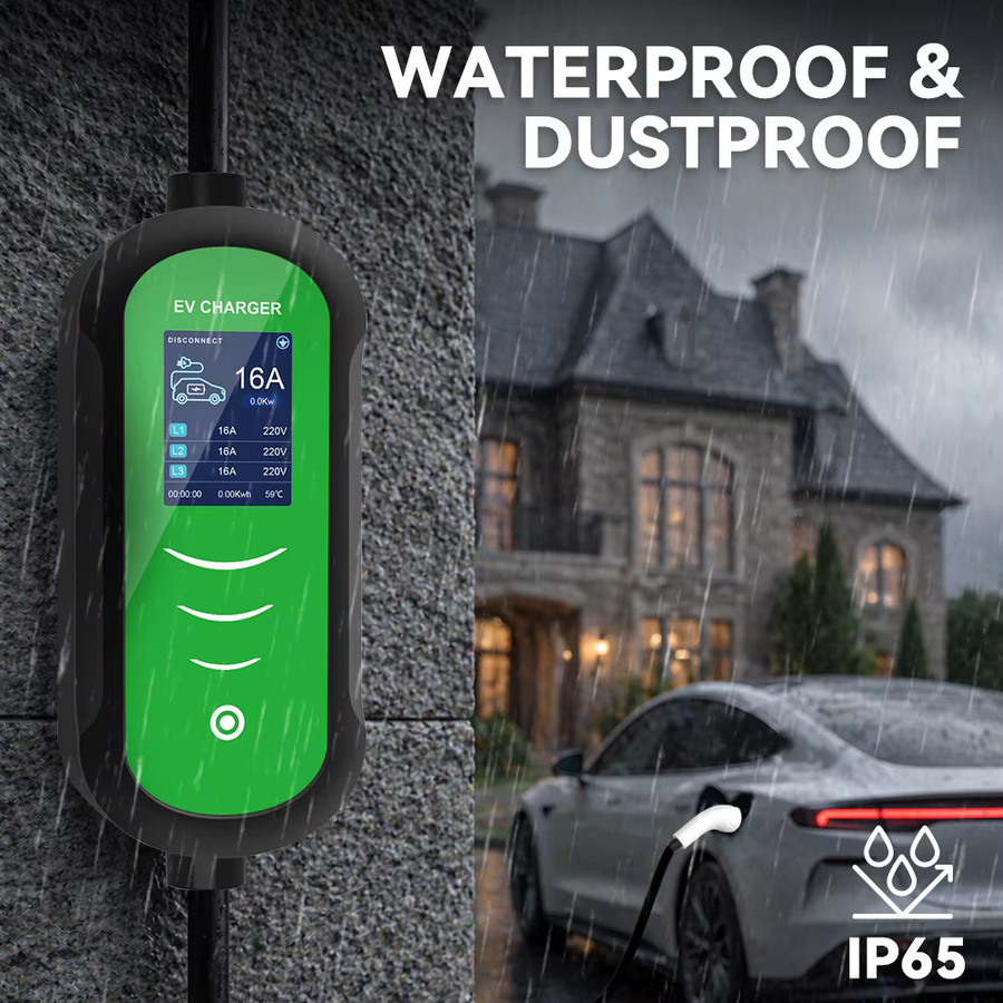 JDMEX Tragbares EV-Ladegerät Typ 2 mit 5m Kabel, 11kW, 16A, 3-Phasen, IEC62196-2 EVSE Ladebox mit einstellbarem Strom und CEE-Stecker - Bild 4