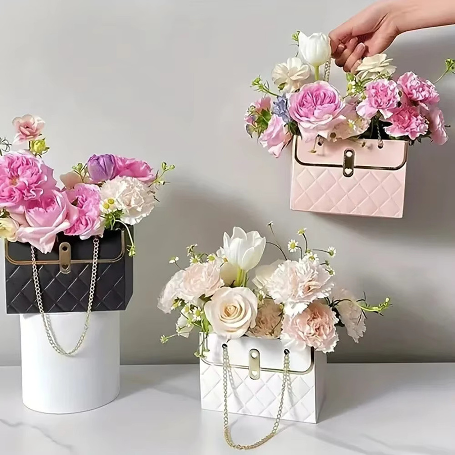 Tragbare Blumen-Geschenktasche aus Papier in Blau für Valentinstag, Geburtstag oder Muttertag - Bild 2