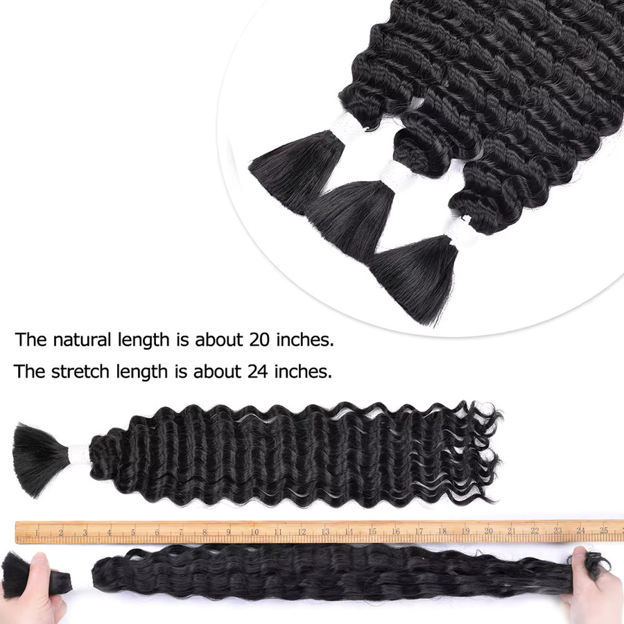 Deep Wave Bulk Braiding Hair, synthetisch, 20 Zoll, vogefärbt - Bild 4