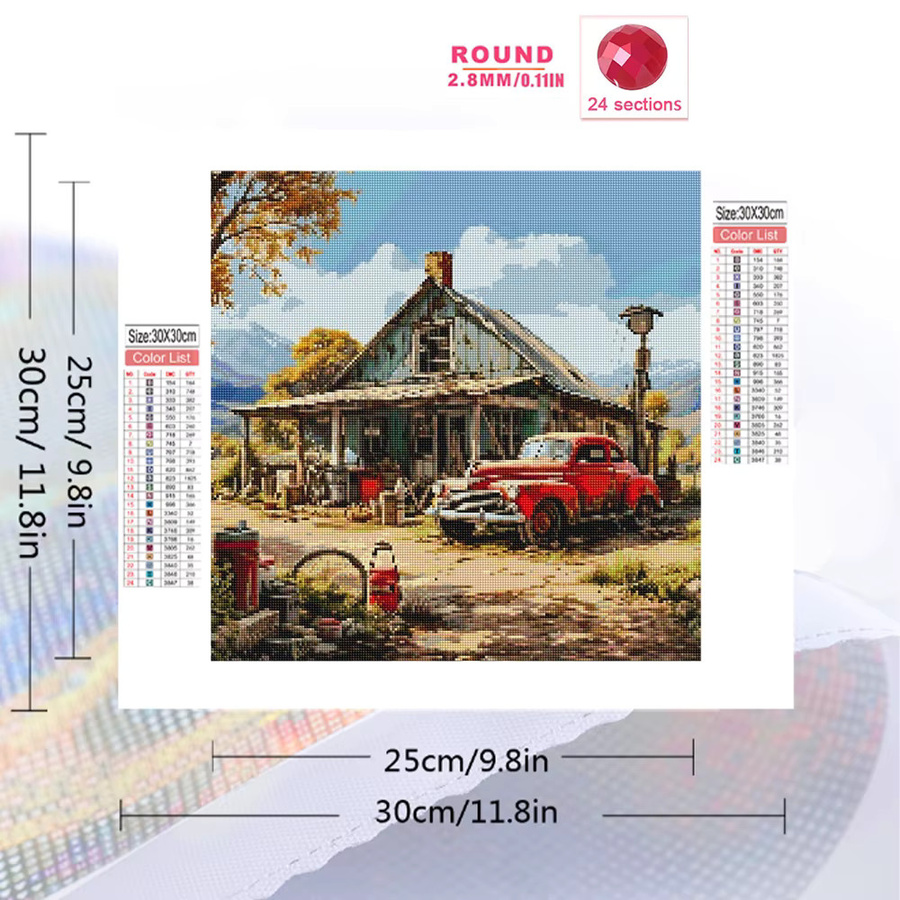 Evershine Diamant-Malerei Hauslandschaft DIY Diamant-Mosaik Set für Anfänger Wanddekoration Multicolour B: 20 cm, H: 20 cm - Bild 2