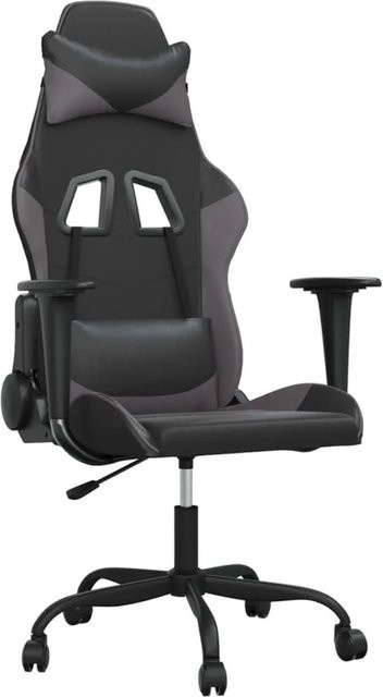 vidaXL Gaming-Stuhl in Schwarz und Grau aus Kunstleder mit Rollen und 360-Grad-Drehfunktion - Bild 1