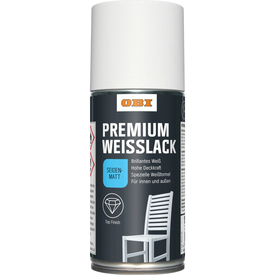 OBI Premium Weißlack Spray seidenmatt in Weiß, 150 ml - Bild 2