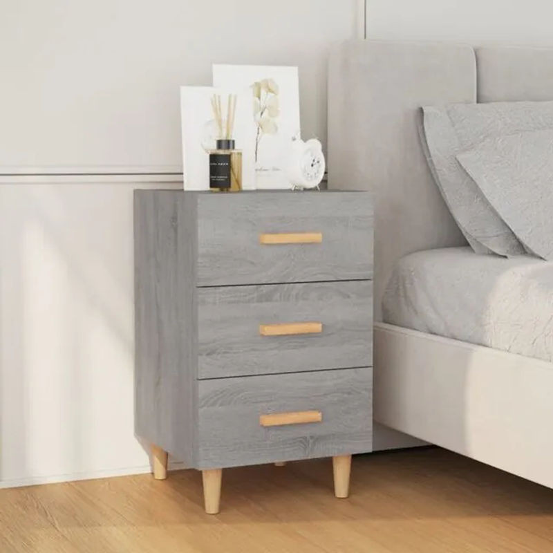 Nachttisch Vidaxl in Grau im skandinavischen Design aus Holzwerkstoff, B/T/H: 40 x 40 x 66 cm - Bild 1
