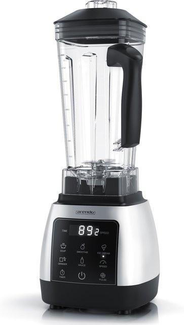 Arendo Standmixer Hochleistungsmixer mit 2000 W, Touchpanel, Digitaldisplay, 5 Programmen, Pulsfunktion und Timer in Silber mit Glasbehälter - Bild 1