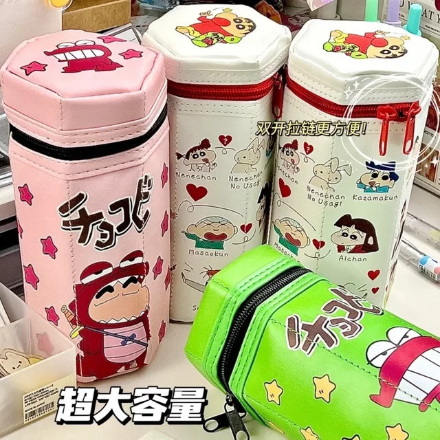 Bandai Crayon Shinchan Federmäppchen in Sechseck-Form, buntes Kunststoff-Etui für Schüler - Bild 1