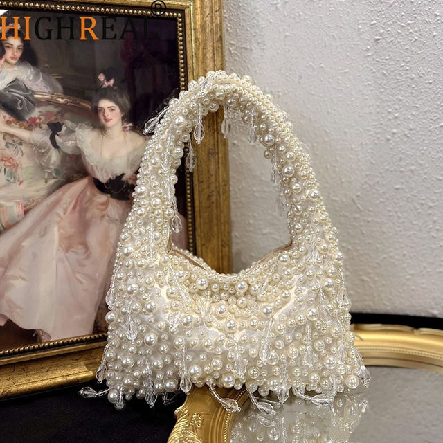 HIGHREAL Clutch Tasche, Perle, Quaste - Bild 1