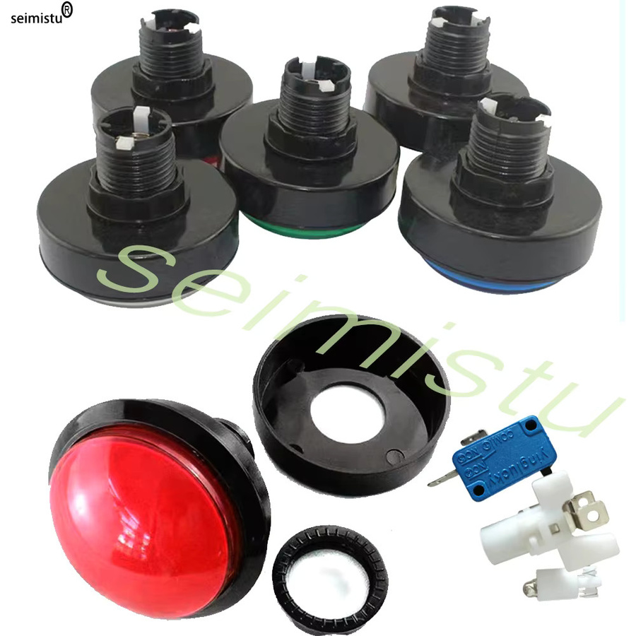 Seimistu Arcade-Taste LED-Lichtlampe, runder Videospiel-Drucktastenschalter mit LED-Beleuchtung, Durchmesser: 6 cm, Farben: Blau oder Mehrfarbig - Bild 6