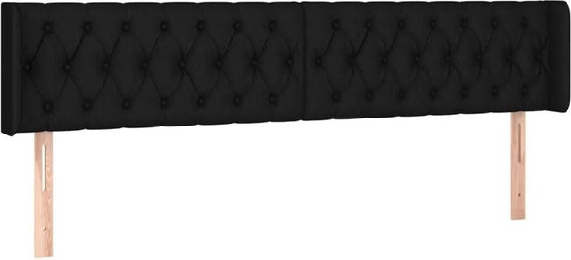 vidaXL Kopfteil mit Ohren in Schwarz aus Stoff und Holz, B/T/H: 203 x 16 x 78/88 cm - Bild 1
