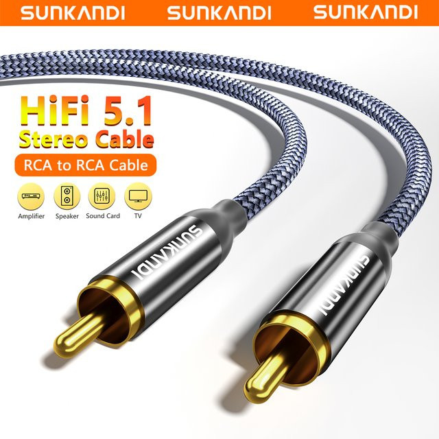 SUNKANDI RCA-zu-RCA-Audiokabel Stereo-Audiokabel in Grau für Heimkino, HDTV, Verstärker und Lautsprecher - Bild 1