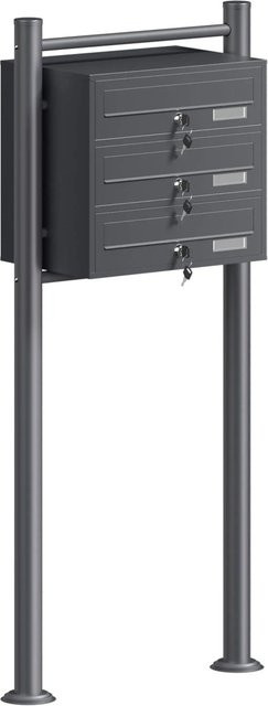 Wiltec 3er Briefkastenanlage Standbriefkasten in Anthrazit, H x B x T: 1200 x 556 x 270 mm - Bild 1