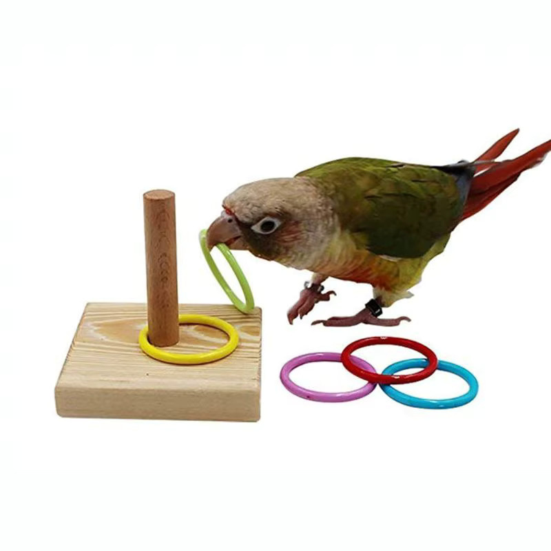 DCPET Vogelspielzeug Papageien-Plattform, hölzernes Vogelpuzzle, mit Plastikring - Bild 2
