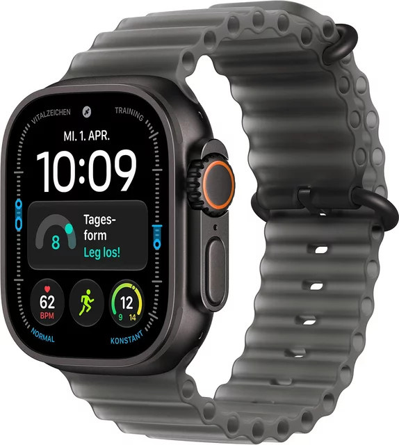 Apple Smartwatch Ultra, Titan, 49 mm, Cellular, Schwarz, Kautschuk - Bild 1