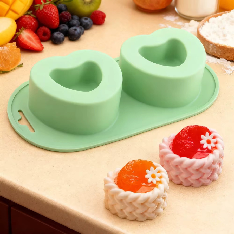 Meibum Silikon Backform Herz Form für Mousse Kuchen und Dessert in Grün - Bild 3