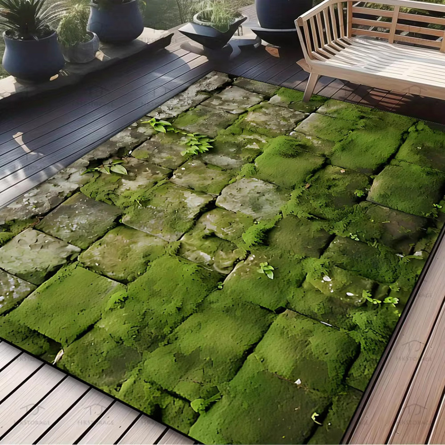 VIKAMA Willkommens-Fußmatte Green Moss, rutschfest und wetterfest, rechteckig, Farbe: Grün, B x T: 60 x 40 cm - Bild 3