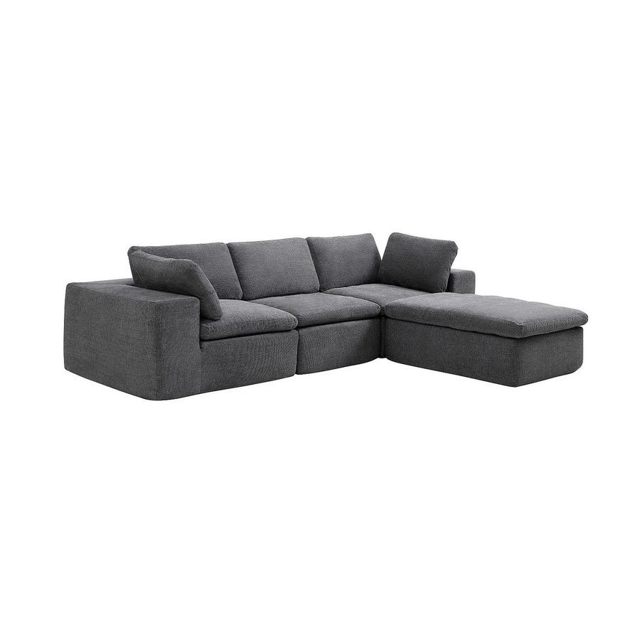 Vente-unique Modulares Ecksofa Cortoline in Anthrazitgrau mit Stoffbezug und Breite: 304 cm - Bild 2