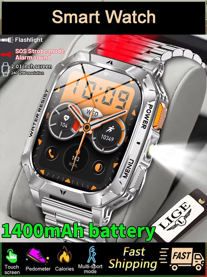 LIGE Smartwatch, Edelstahl, Schwarz, 10 ATM, Herren - Bild 7
