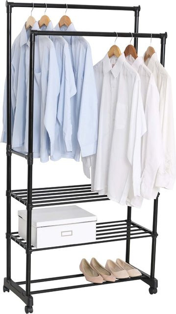 HTI-Living Regal Lena für begehbaren Kleiderschrank aus Metall in Schwarz Matt, B/T/H: 165 x 39 x 79 cm - Bild 1