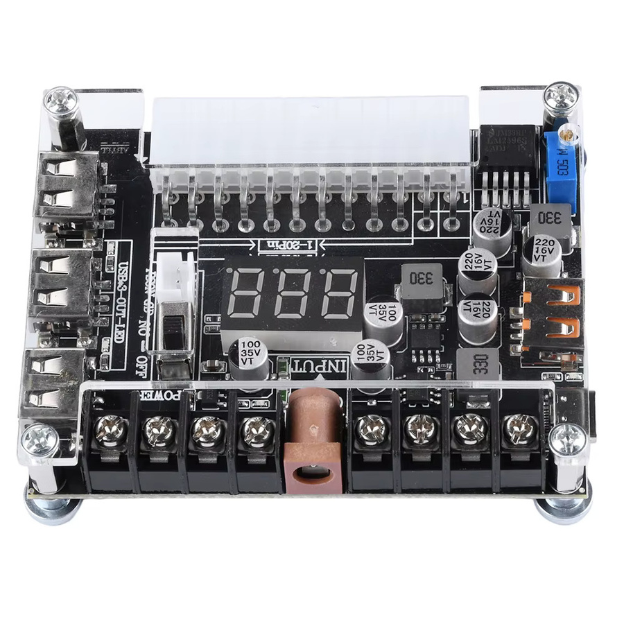 Diymore ATX Power Adapter Board mit einstellbarer Spannung, rotem Digital Display und USB-C Unterstützung für PD 2.0/PD 3.0, 20/24 Pin Modul in Rot und Schwarz - Bild 3