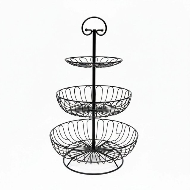 Relaxdays Obst Etagere aus Eisen in Schwarz mit 3 Etagen - Bild 1