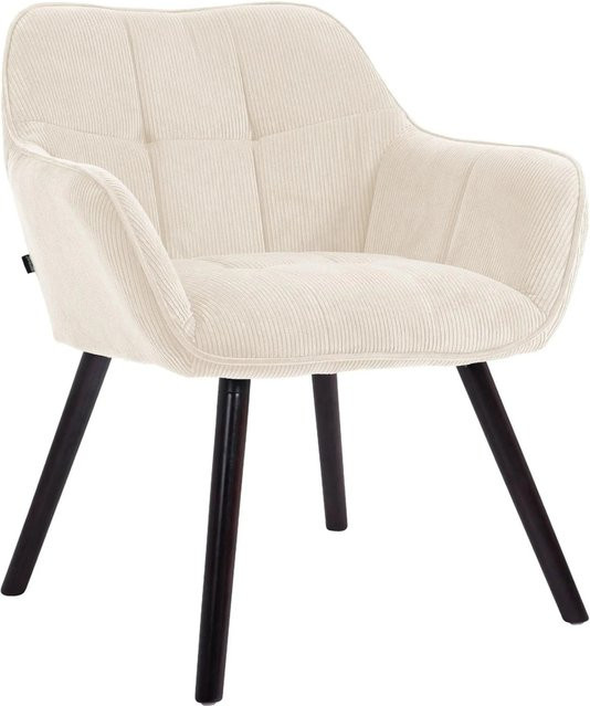 DELUKE Esszimmerstuhl DUNOR in Cord Creme und Schwarz mit Holzgestell, B/T/H: 65 x 64 x 82 cm - Bild 1
