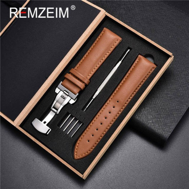 Ka Chen Muxi Uhrenarmband Echtleder, Braun, 24mm, Herren - Bild 1
