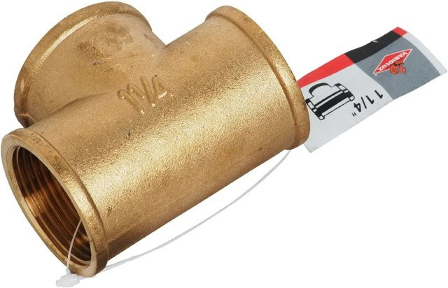 LUX-TOOLS T-Stück aus Messing mit IG 38,9 mm (Rp 1 1/4) in Goldoptik - Bild 1