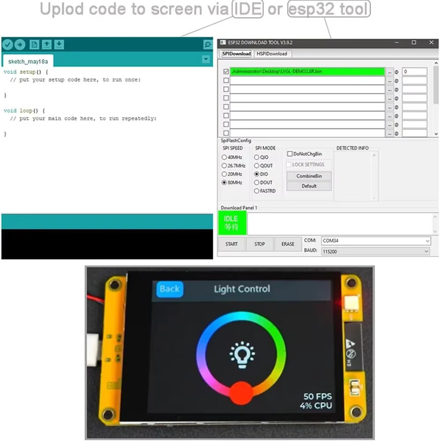 Stemedu ESP32-2432S032C-I ESP32 LCD-Display mit 3,2 Zoll ST7789 IPS TFT Touchscreen und Wi-Fi sowie Bluetooth für Arduino - Bild 3