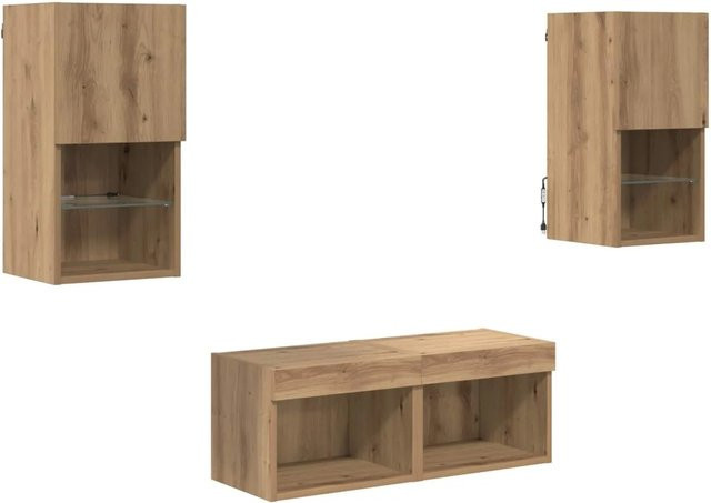 vidaXL TV-Wandregale Set aus 4 Stück in Artisan-Eiche, modern, Farbe: Braun, B/T/H: 60,0 x 30,5 x 30,0 cm - Bild 1