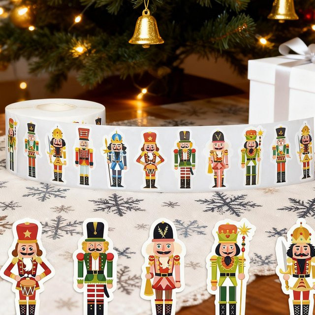 500 Stück Weihnachtsaufkleber mit Nussknacker-Motiv in Multicolour für Scrapbook, Tagebuch und Laptop - Bild 1