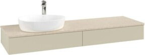 V&B Waschtischunterschrank Antao ohne Frontstruktur, Wandmontage, Grau Lackiert, B: 160 cm, T: 50 cm - Bild 1