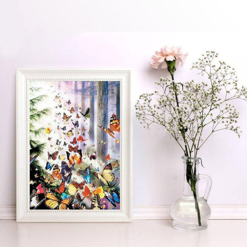 FIYO Diamond Painting Set Schmetterling Tiere als DIY Stickerei mit Strass Steinen, Mehrfarbig, B: 30 cm, H: 20 cm - Bild 1