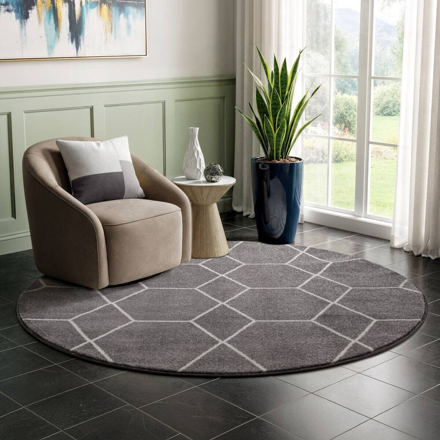 Sanat Teppich Trellis modern grau aus Polypropylen Breite: 200 cm - Bild 4