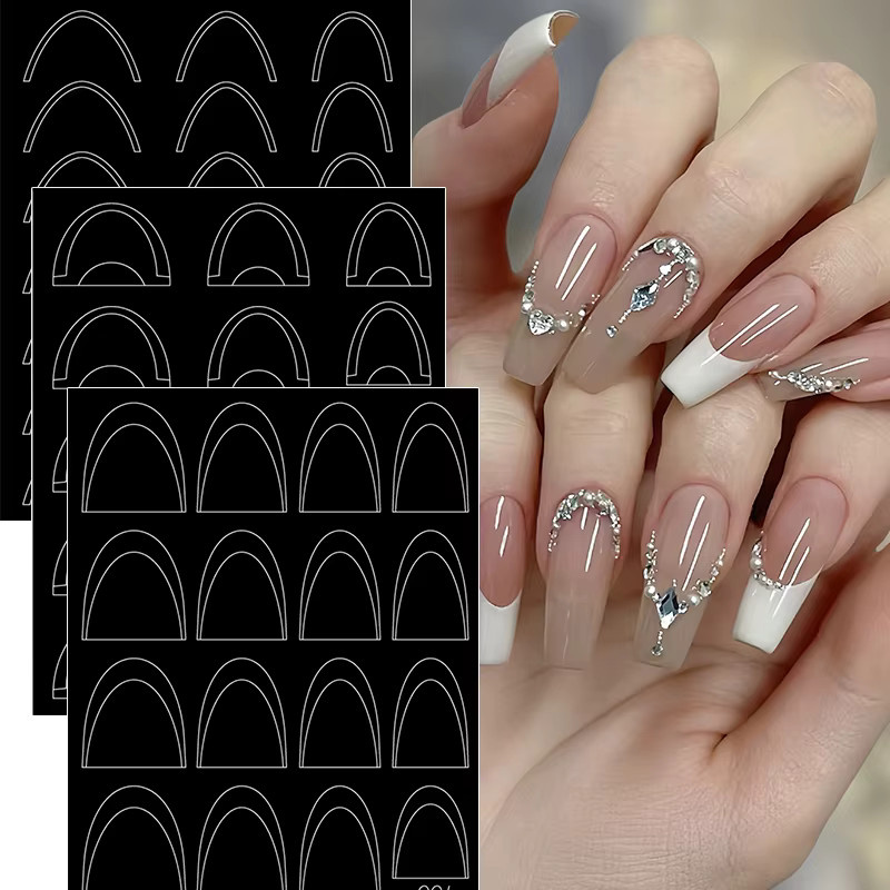 KANIU French-Tip-Nagelsticker, selbstklebende Mehrfach-Kurven-Schablonen - Bild 5