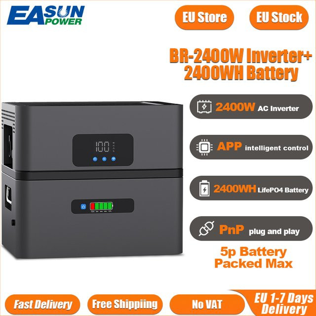 EASUN POWER 2400W AC-Wechselrichter All-in-One Balkon-Energiesystem mit Smart APP-Steuerung und 5 Batteriepacks für Mikronetz-Energiespeicherung - Bild 1