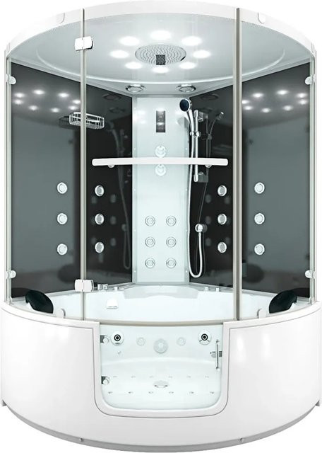 AquaVapore Dampfdusche Whirlpool Duschkabine mit Regendusche, Handbrause und LED-Beleuchtung, B/T: 140 x 140 cm, H: 210 cm - Bild 1