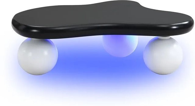 okwish Couchtisch Cloud Style mit LED-Beleuchtung in Schwarz/Weiß, oval mit Rundbein-Design - Bild 1