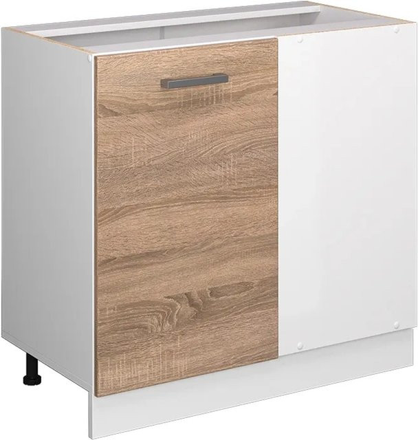 Vicco Eckunterschrank R-Line Küchenschrank in Sonoma Eiche und Weiß mit Türen, Breite: 86 cm - Bild 2