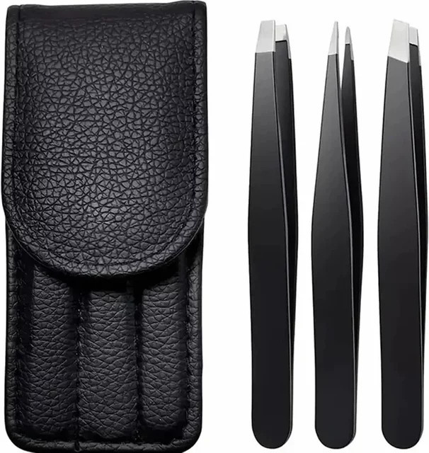 CNKESS Augenbrauenpinzetten Set, Edelstahl, Schwarz, Unisex - Bild 1