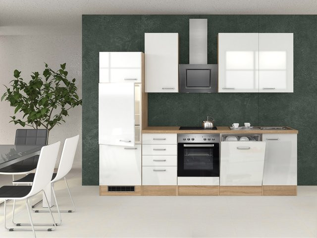 Flex-Well Küchenzeile Valero mit 3 Drehtüren und Einlegeböden, Breite: 280 cm, Höhe: 200 cm, Tiefe: 57 cm - Bild 1