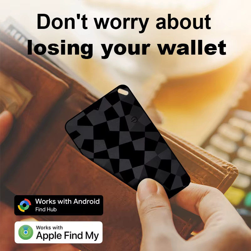 Smarter Wallet-Tracker-Karten-Set in Schwarz – Wiederaufladbarer Dual-System-Gegenstandfinder kompatibel mit Apple Find My und der iOS Find Hub Device App - Bild 2