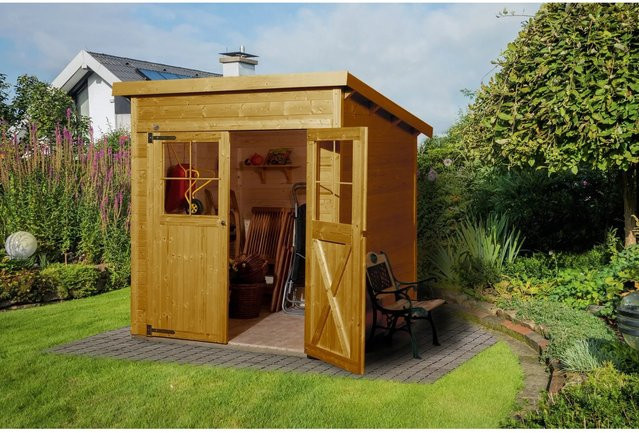 WEKA Gartenhaus 325 Gr.1 aus Holz mit Pultdach in Eiche Hell, B/H/T: 222 x 223 x 192 cm - Bild 1