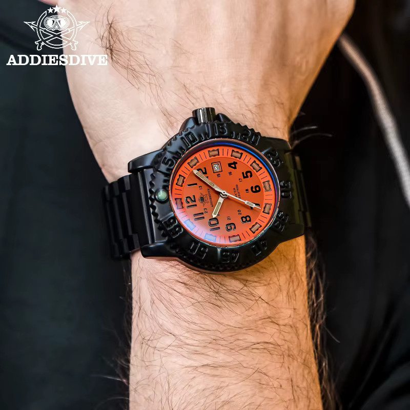 Addies Armbanduhr, Quarz, Edelstahl, orange Zifferblatt, Herren - Bild 4