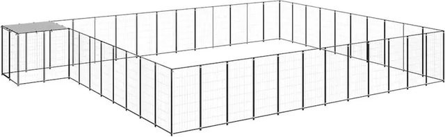 vidaXL Hundezwinger aus Metall in Schwarz und Silber, wetterfest, B/T/H: 7,7 x 5,5 x 1,1 m - Bild 1