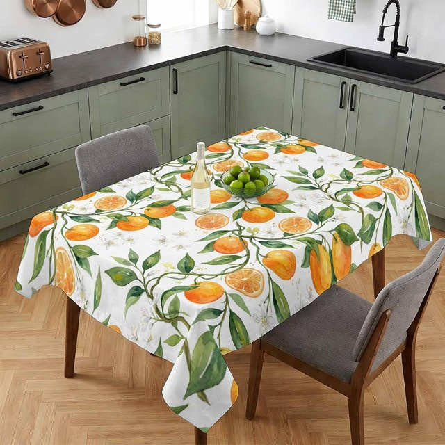 JMG Household Supplies Rechteckige Tischdecke im Retro-Landhausstil mit floralem Design in Orange und Grün, B/L: 100 x 160 cm - Bild 1