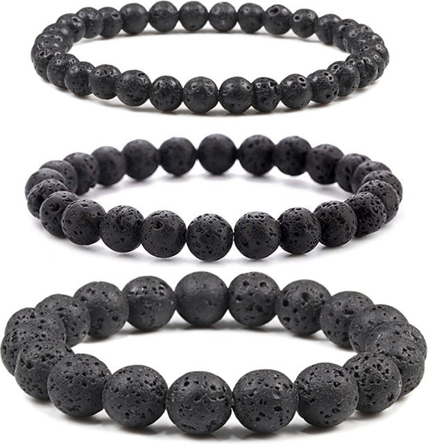Reliatonny Charm Armband, Naturstein Perlen, Lava, Tigerauge, Unisex - Bild 1