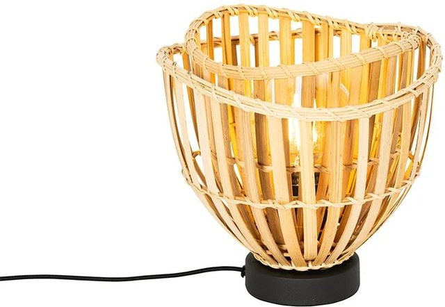 QAZQA Orientalische Tischlampe in Schwarz aus Bambus und Stahl, dimmbar mit E27 Fassung - Bild 1