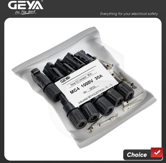 GEYA Solar-Steckverbinder Set 5 Paar Männlich Weiblich Schwarz 30A 45A für PV-Kabel 2,5/4/6mm2 1000VDC 1500VDC - Bild 1