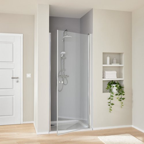 WELLWATER Smart Drehtür aus Sicherheitsglas in Silber und Transparent, B: 90 cm, H: 195 cm - Bild 1